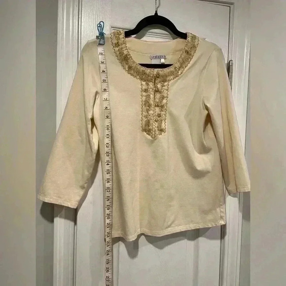Spanner Embroidered Metallic Floral Beaded Sequin V Neck Marble Buttons Size S - Picture 9 of 12